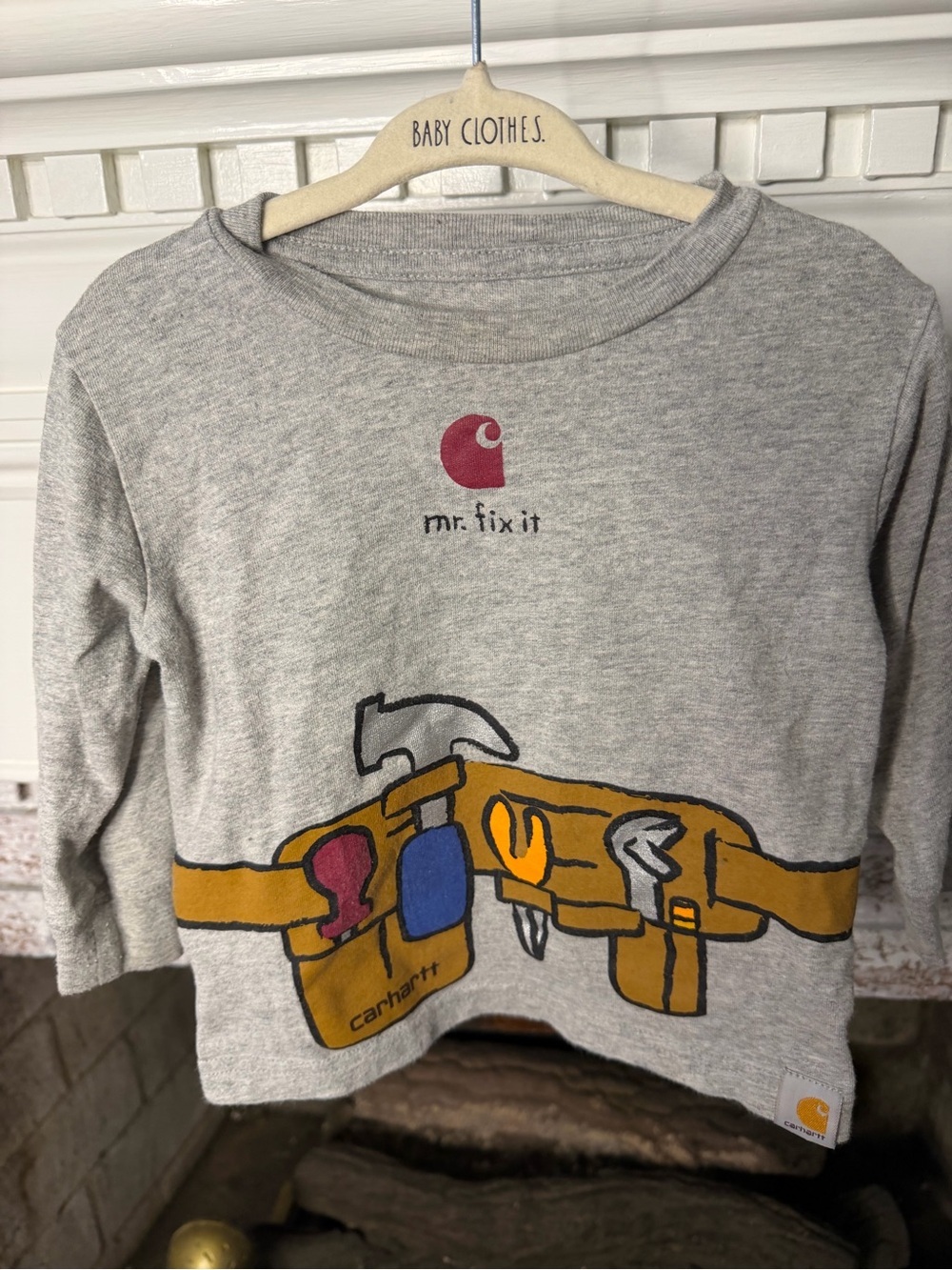 Carhartt Gray Long-Sleeve Tee with Tool Belt Graphic